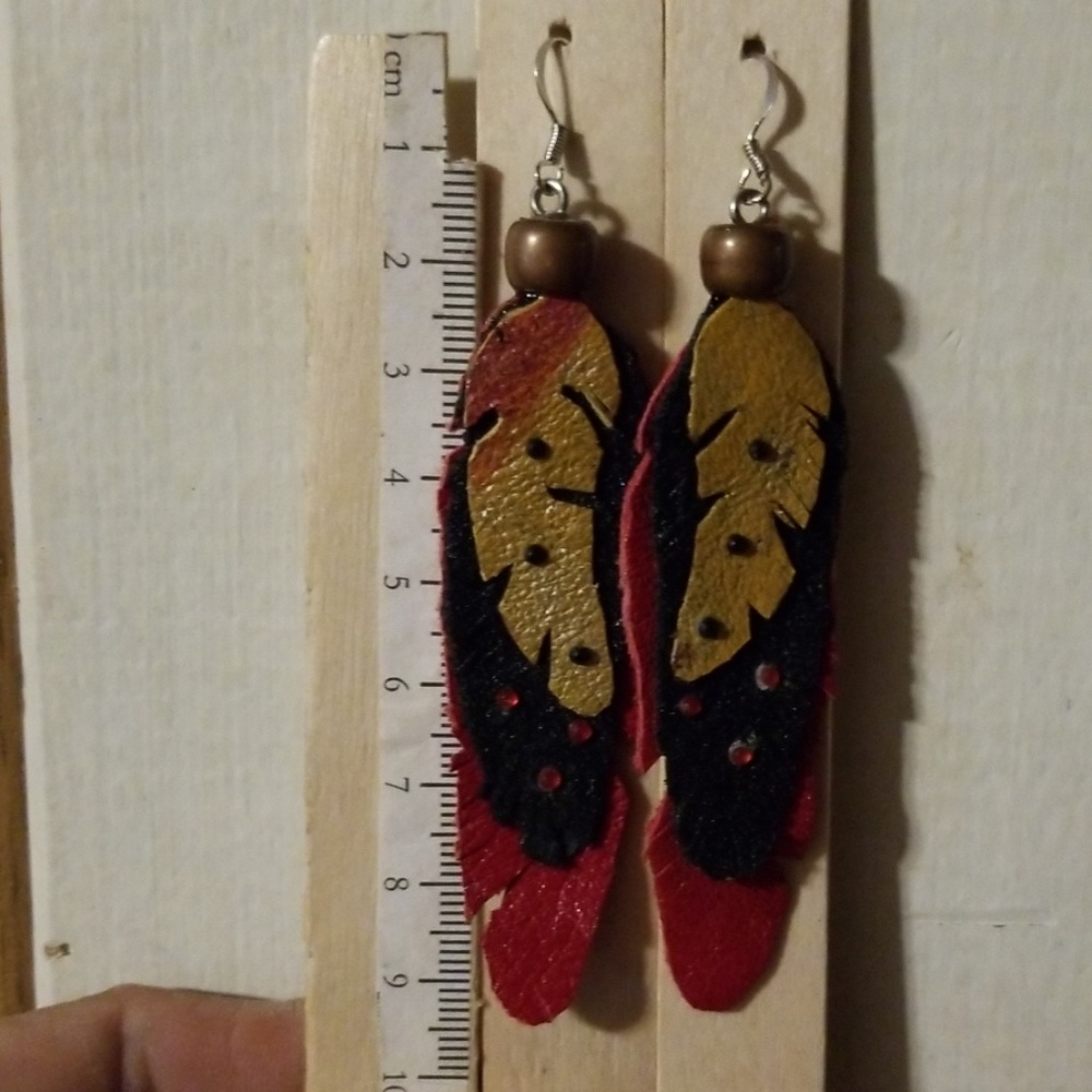 Leather Feather Earrings